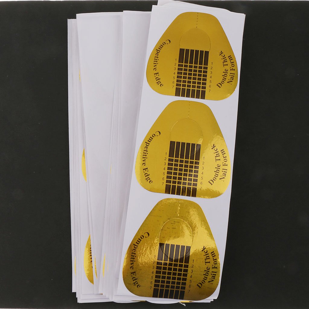 Maxxlite 100pcs Nail Art Tips Form Guide Sticker Extension Polish DIY Stencil Tools - yellow