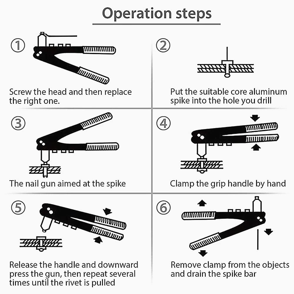 Maxxlite Heavy Duty Riveter Set with 4 Nozzles & Anti-Corrosion Properties Ideal for Joining & Fabrication of Sheet Metals, Leather & Plastic Part
