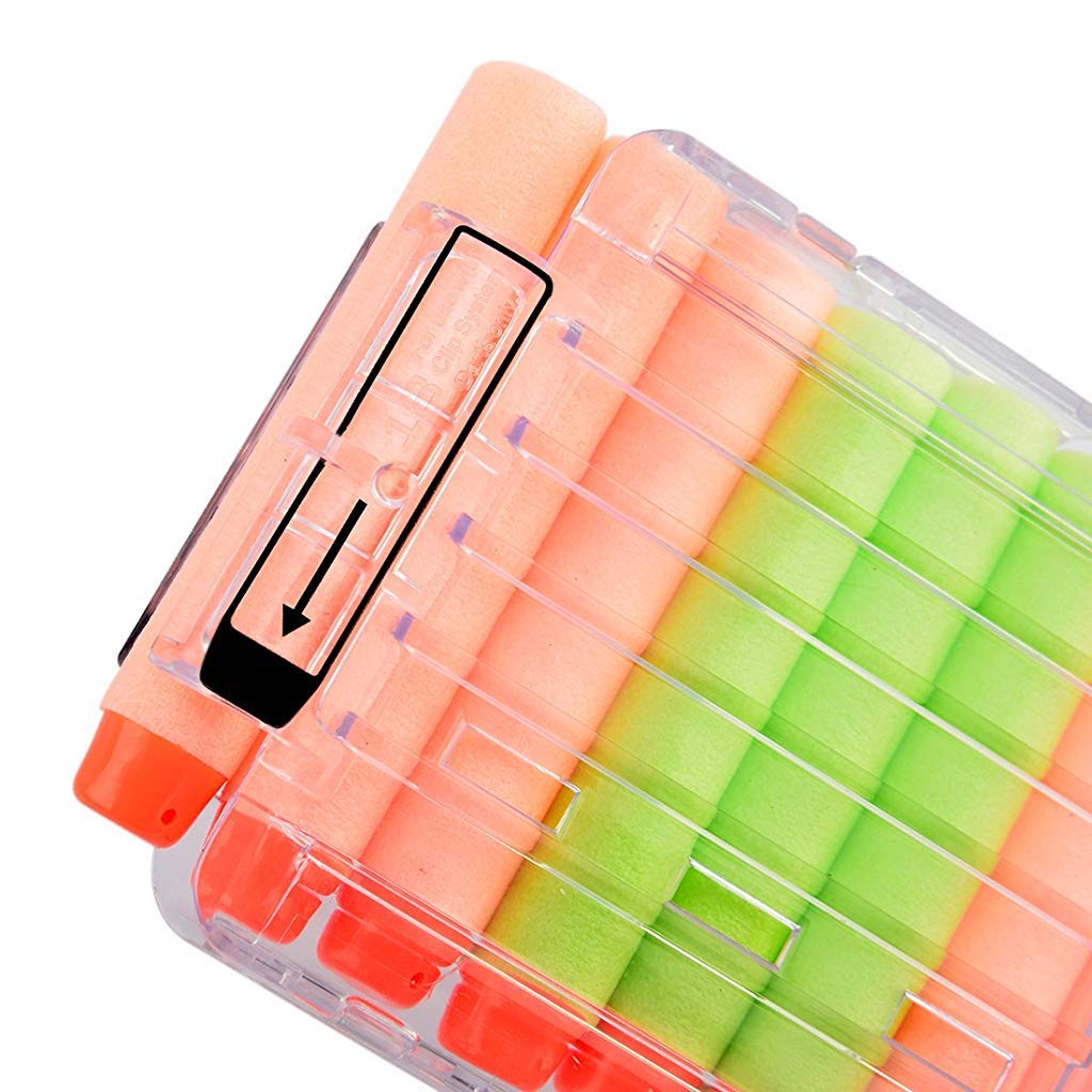 Maxxlite Soft Bullet Gun Clip Quick Reload Clip For Nerf Elite Series Pack Of 18 Bullets Ammo Cartridge Dart Nerf Gun Clip - Transparent - Plastic,Multi Color, Kid