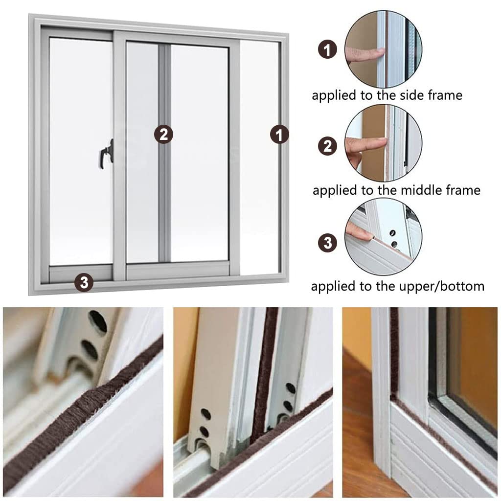 Maxxlite 10 Meters Door Sealing Strip, Door Bottom Sealing Strip, Soundproof Window Sealing Strips, Windproof Dustproof Door Window Self Adhesive Sliding Seal, Sliding Door Seal Strip (Brown)