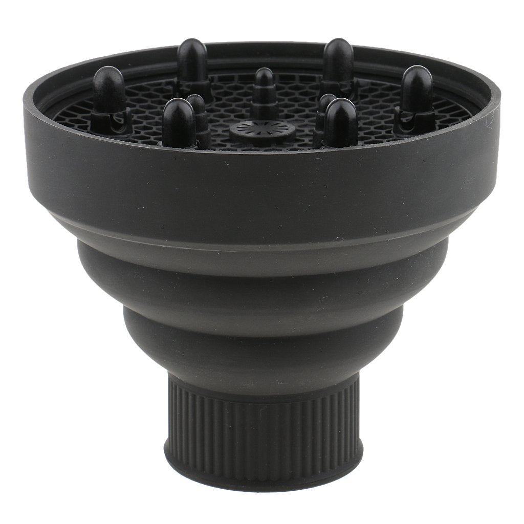 Maxxlite Universal Collapsible Silicone Hair Dryer Blower Diffuser Hairdressing Styling Tool Salon Curl Hair Blower Nozzle -Black