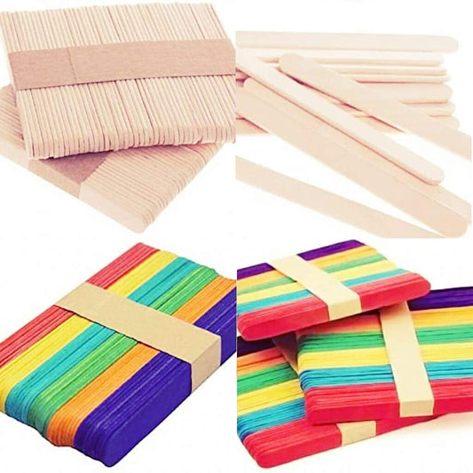 Maxxlite IceCream Sticks Natural Wooden Colour Ice Cream Sticks for School Projects Set of 100 pieces