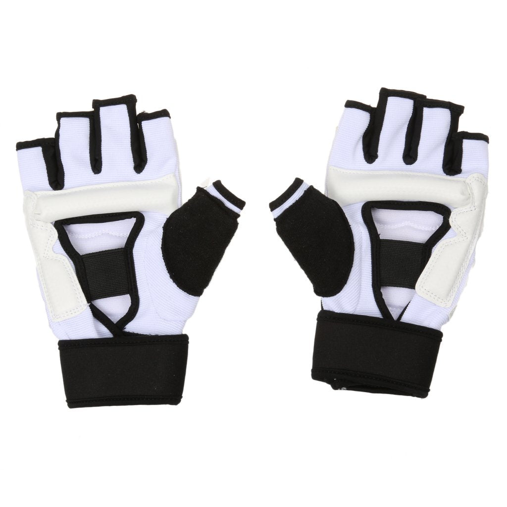 Maxxlite Kids Adult Half Finger Boxing Mitts Muay Thai Karate Punch Sandbag Gym Training Gloves Padded Hand Protector White (Medium)