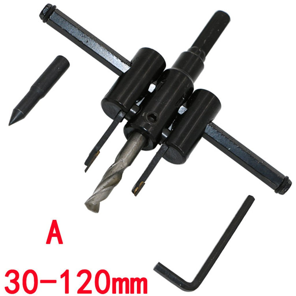 Maxxlite Adjustable Metal Wood Circle Cutter Kit Hole Saw Drill Bit DIY Tool 30-120mm