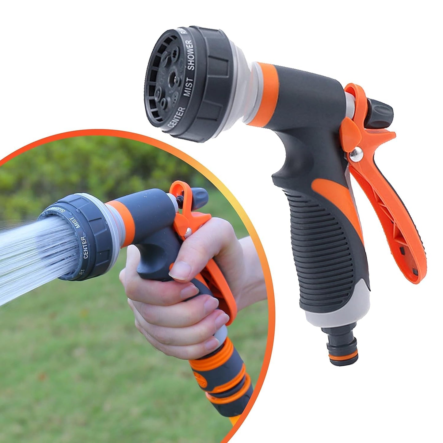 Maxxlite 8-Modes Water Spray Gun Garden Hose Nozzle Water Hose Heavy Duty Water Spray Gun High Pressure Washer Sprayer Nozzle Spray Suitable for Gardening Washing Cars Showering Pet Cleaning
