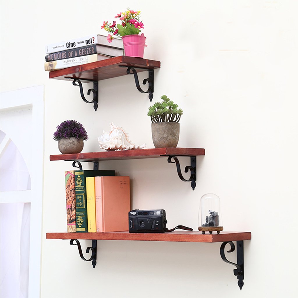 Maxxlite 2pcs Metal Heavy Duty Wall Hanging Shelf Bracket L Shaped Angle Bracket Corner Braces-Black