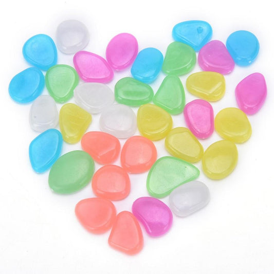 Maxxlite 40pcs Glow In the Dark Pebble Stone Mix Color Luminous Stone DIY Rocks Decor