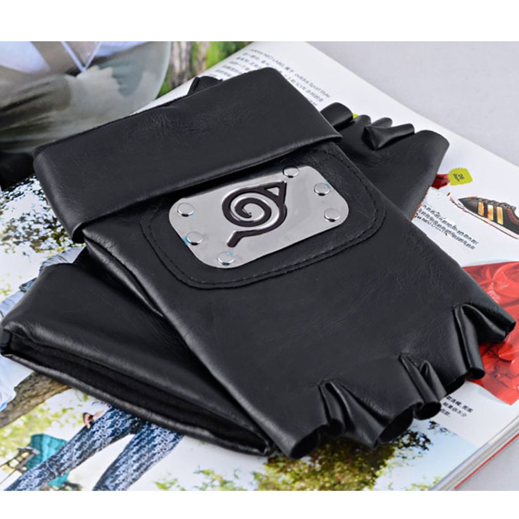 Maxxlite Anime Narute Konoha Hatake Kakashi PU Leather Gloves- Black