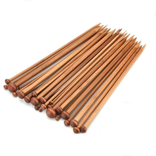 Maxxlite 36 pcs 18 Size Wood Knitting Needle Set 25cm or 35 cm Small to Large 2-10mm, Sturdy Round Blunt Yarn Knitting Needles Tool Kit