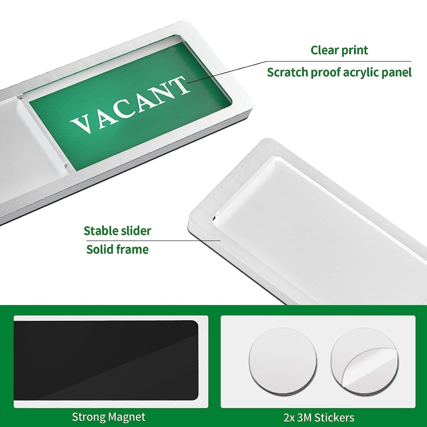 Maxxlite Privacy Sign, Premium Vacant Occupied Sign for Home Office Restroom Conference Hotles Hospital, Slider Door Indicator Tells Whether Room Vacant or Occupied