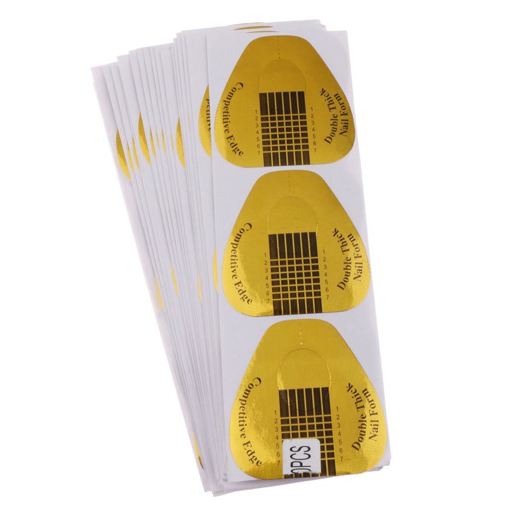 Maxxlite 100pcs Nail Art Tips Form Guide Sticker Extension Polish DIY Stencil Tools - yellow