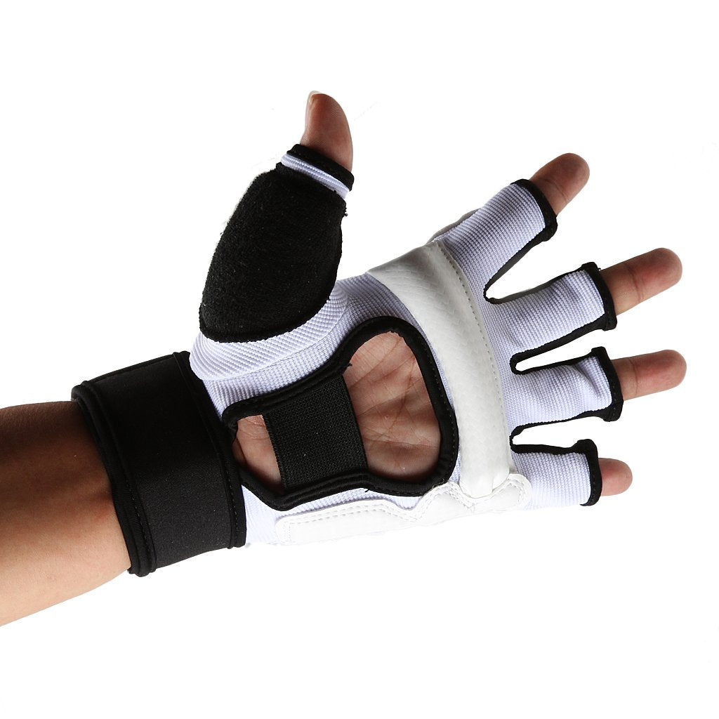 Maxxlite Kids Adult Half Finger Boxing Mitts Muay Thai Karate Punch Sandbag Gym Training Gloves Padded Hand Protector White (Medium)