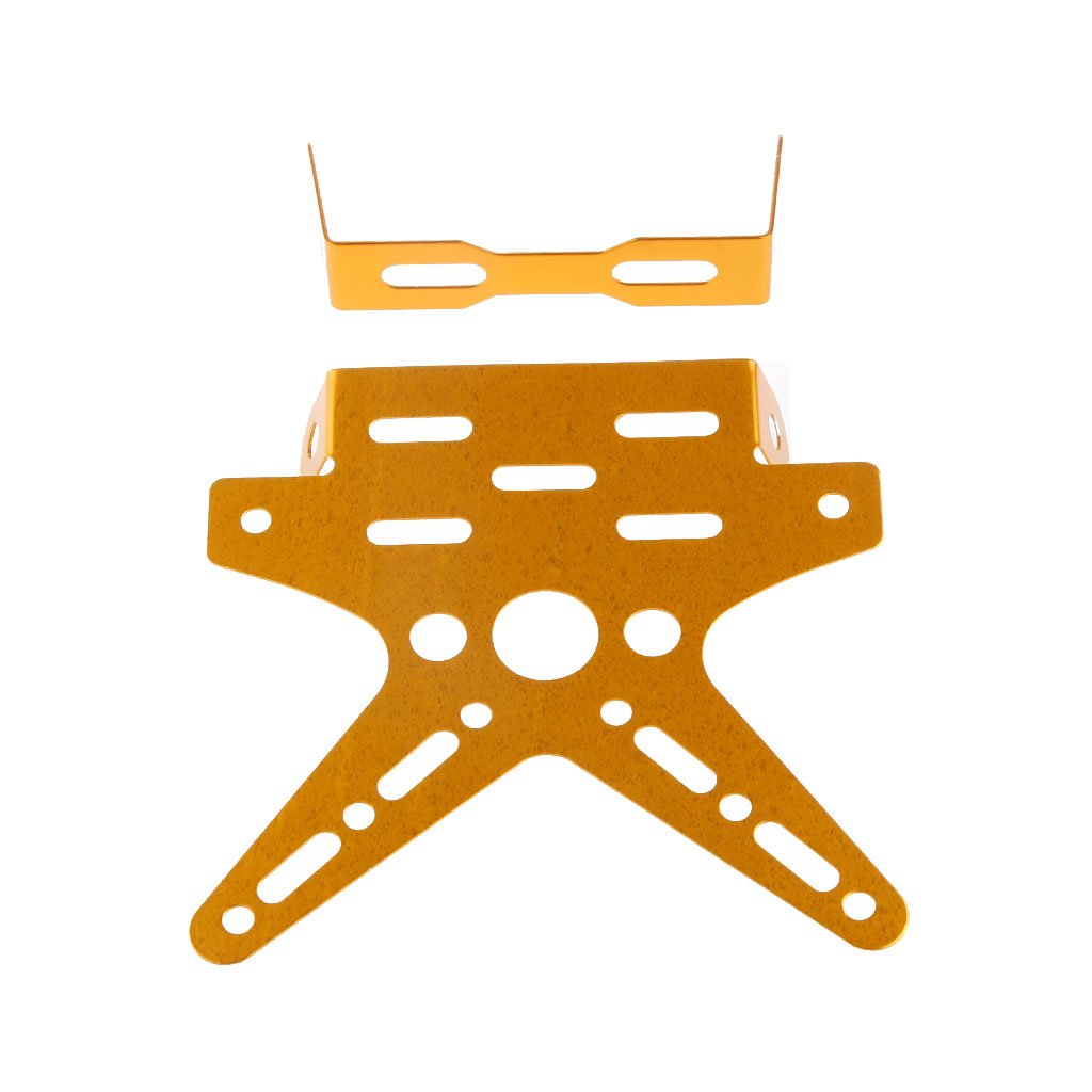 Maxxlite Motorcycle Number License Plate Adjustable Aluminum Alloy Holder Mount Bracket - Gold