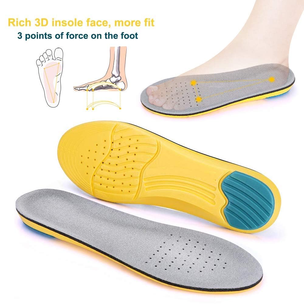 Maxxlite Memory Foam Comfort Elevator Shoe Insole 1/2 Inches Height Increase Shock Absorption and Cushioning Insoles for Men and Women - Yellow - L