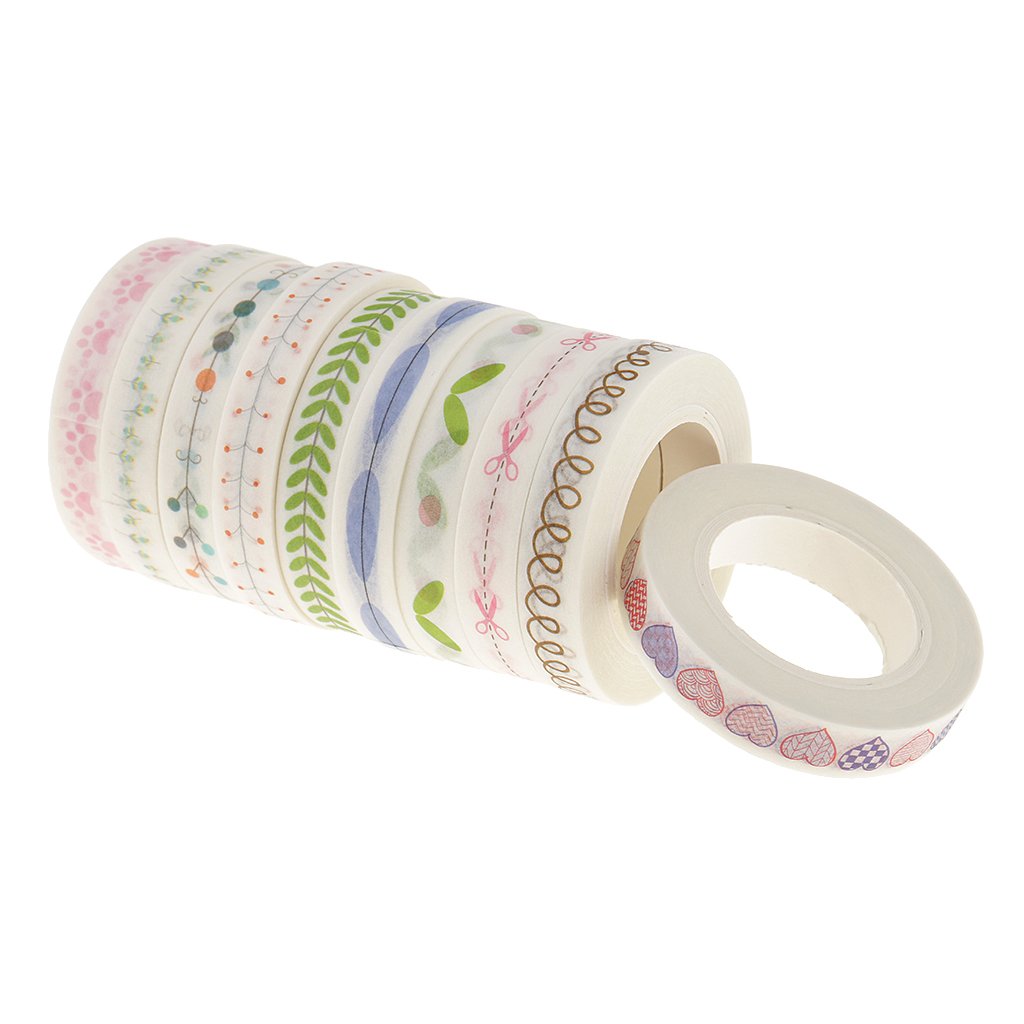 Maxxlite 10 Pieces Flower Washi Tape Masking Tape Adhesive Decorative Tape Sticker for Scrapbooking