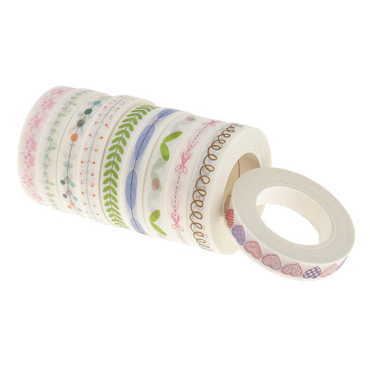 Maxxlite 10 Pieces Flower Washi Tape Masking Tape Adhesive Decorative Tape Sticker for Scrapbooking