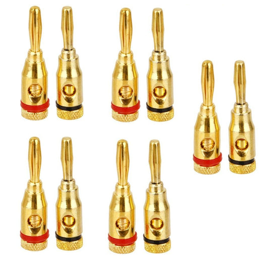 Maxxlite 10x Gold Plated Musical Speaker Cable Wire Screw Banana Plug Connector 4mm