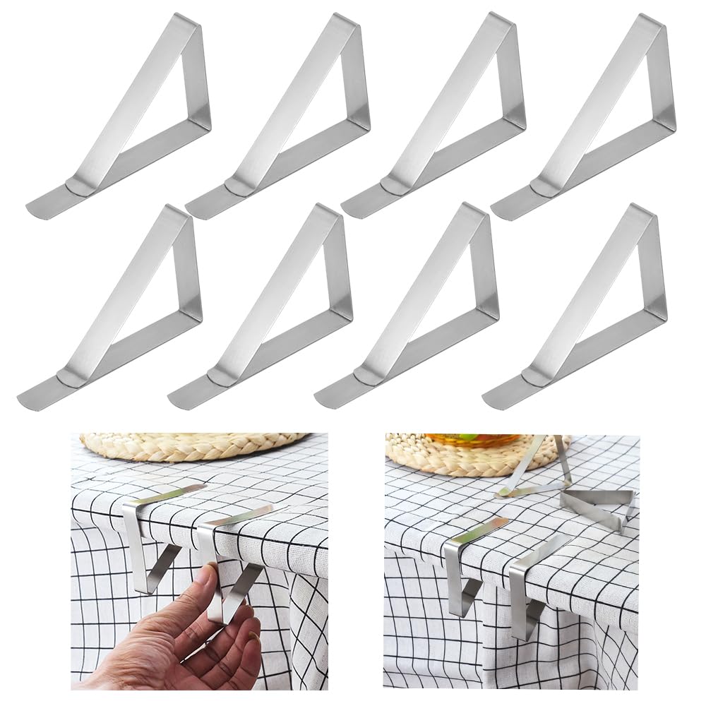 Maxxlite 8pcs Table Clips for Table Cloth, Stainless Steel Table Cloth Clip, Windproof Table Cloth Clips for Dining Table, Table Cover Clamps Table Cloth Holders Ideal for Home Picnic Party Restaurant