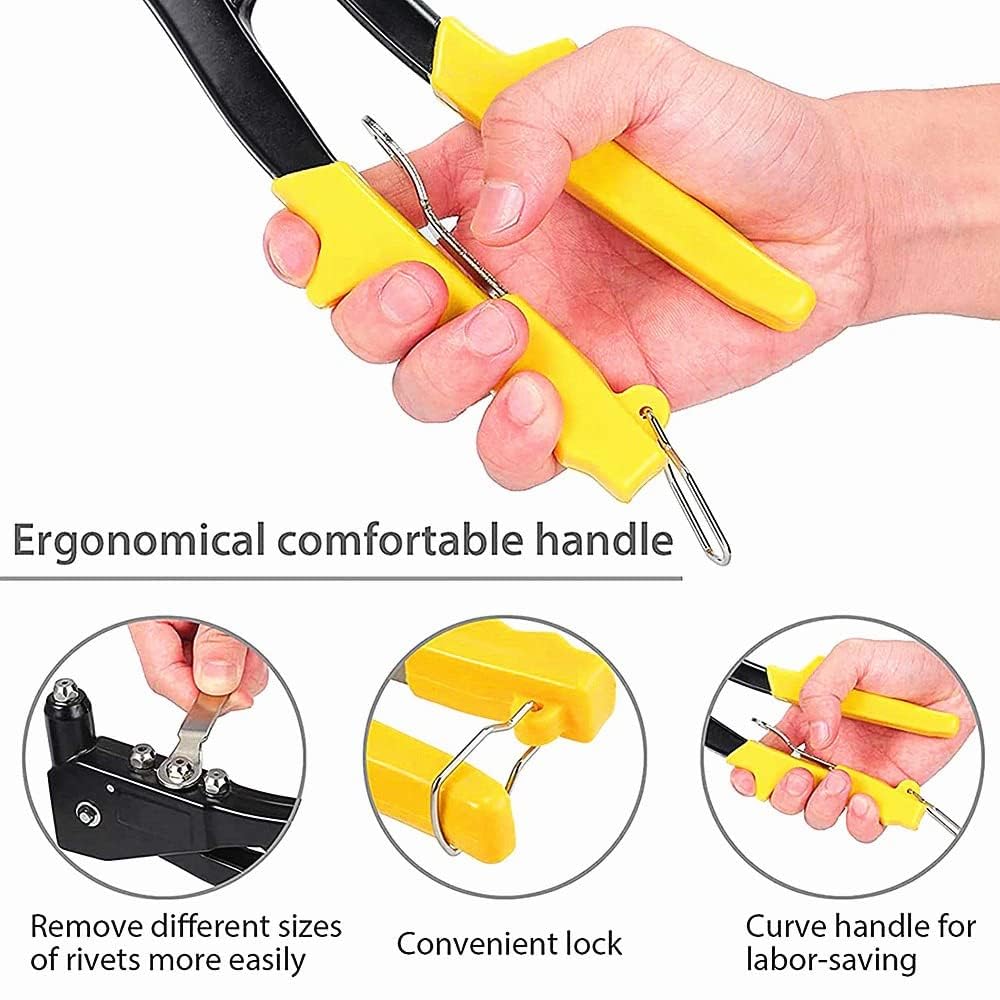 Maxxlite Heavy Duty Riveter Set with 4 Nozzles & Anti-Corrosion Properties Ideal for Joining & Fabrication of Sheet Metals, Leather & Plastic Part