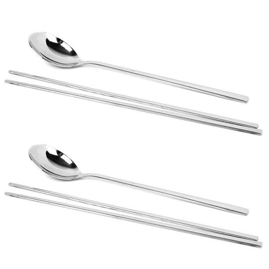 Maxxlite 2 Sets Korean Chopsticks & Spoon Stainless Steel Tableware Dinnerware Sets