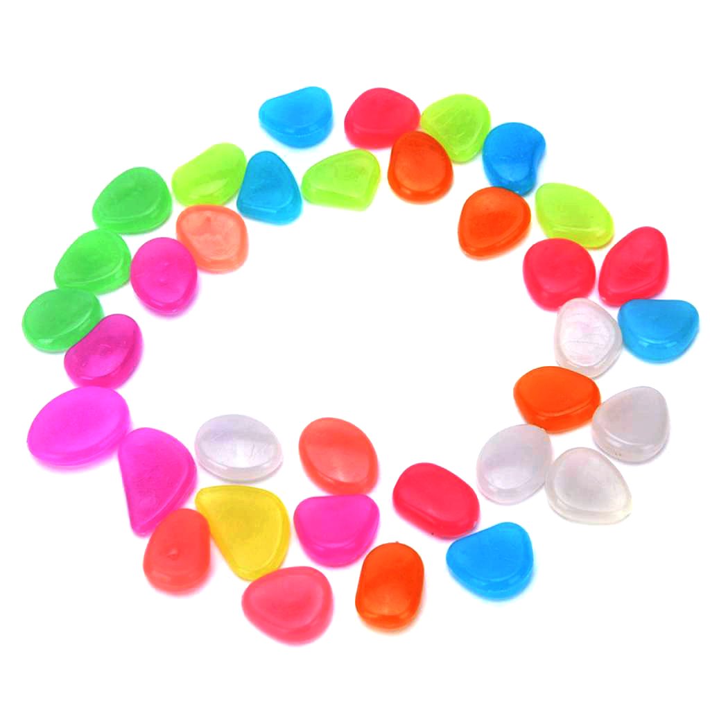 Maxxlite 40pcs Glow In the Dark Pebble Stone Mix Color Luminous Stone DIY Rocks Decor