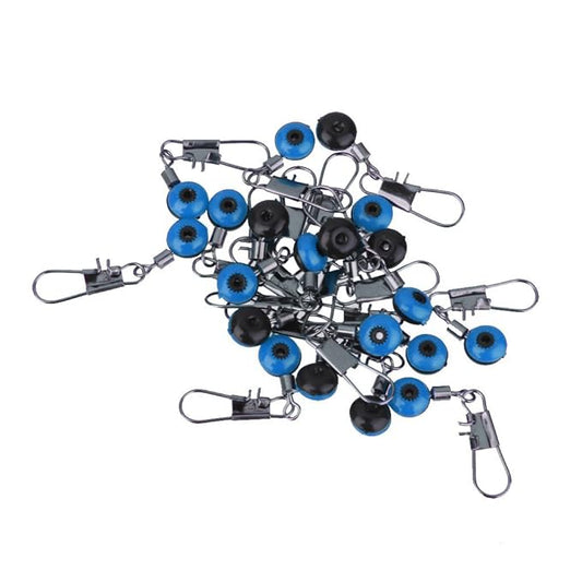 Maxxlite Stainless steel Space Beans Fishing Line To Hook Swivels Shank Clip Connector (Blue Small, 20Pcs)