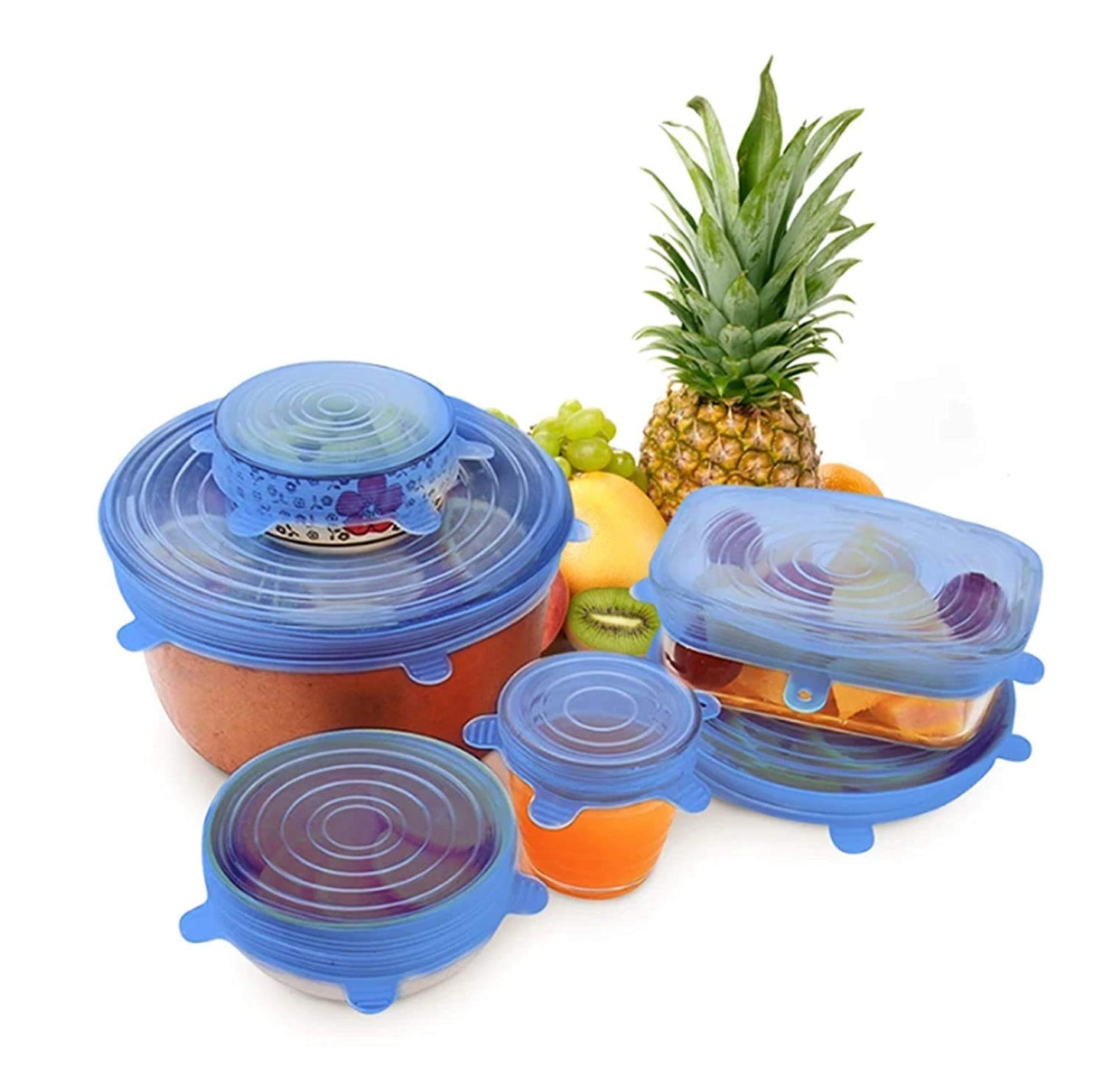 Maxxlite Silicone Stretch Lids, Multi Size Reusable Silicone Lids Food and Bowl Covers, Dishwasher and Freezer Safe