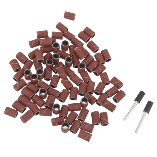 Maxxlite 100pcs 1/4" Sanding Bands Kit with 2 Sanding Drum Mandrels for Rotary Tools