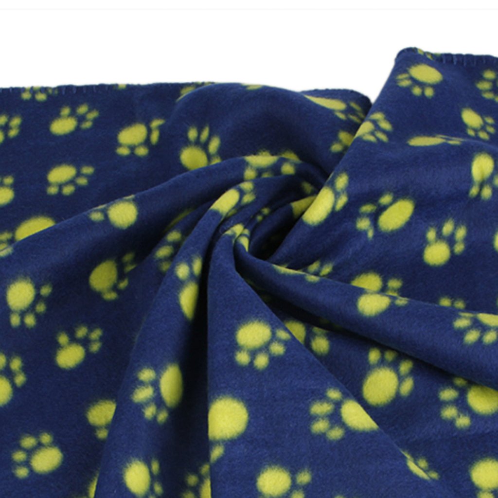 Maxxlite Warm Blue Fleece Blanket Pet Dog Paw Print Pattern Soft Bed Mat--M