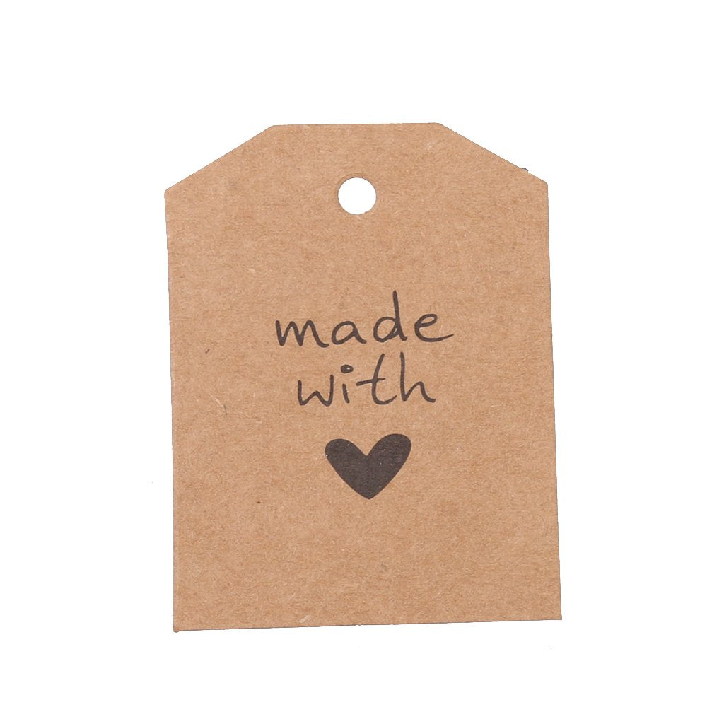 Maxxlite 100 Made with Love Kraft Paper Tag Wedding Party Gift Label Twine Brown