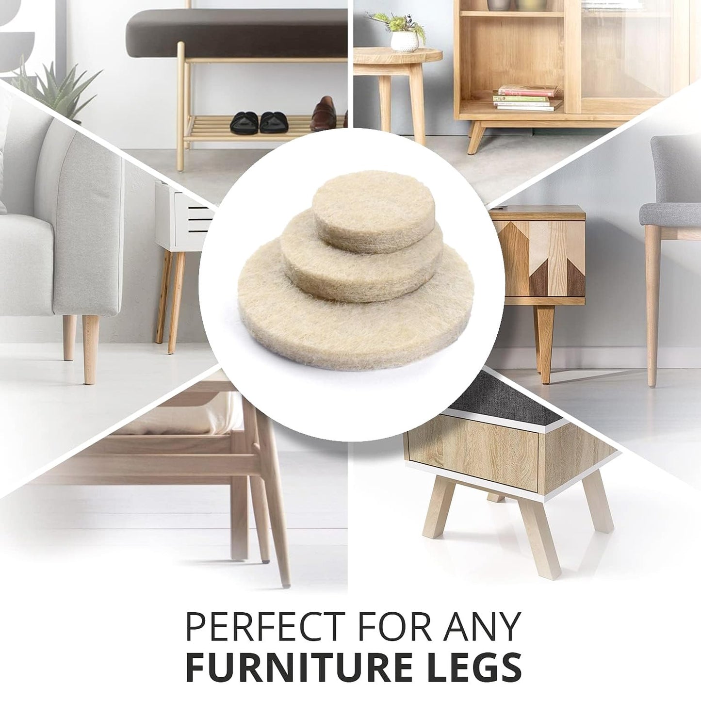 Maxxlite Chair Leg Floor Protector - 80 Pieces, Furniture Felt Pads | Non Skid Floor Protector | Noise Insulation Pad Floor Bumper, Beige