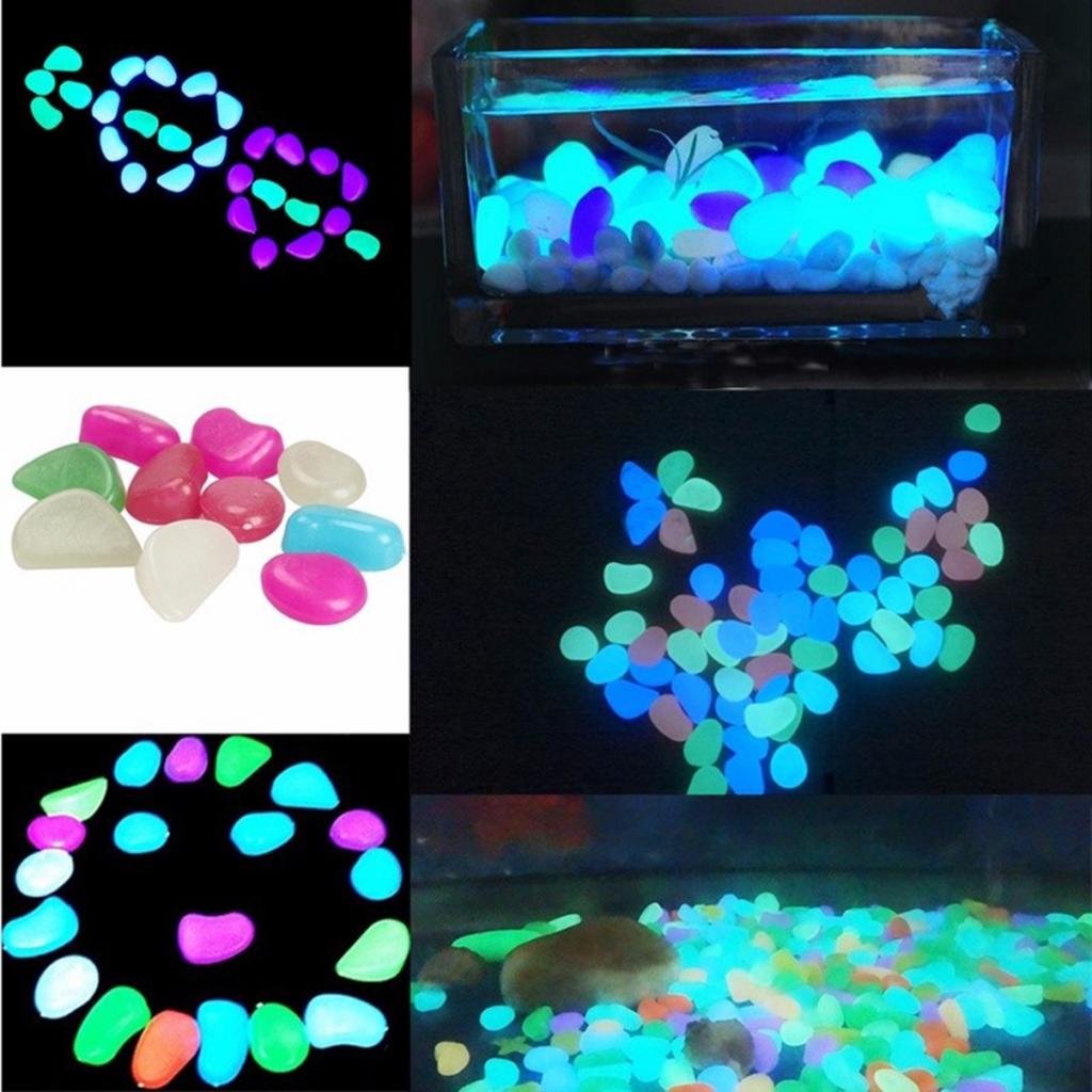 Maxxlite 40pcs Glow In the Dark Pebble Stone Mix Color Luminous Stone DIY Rocks Decor