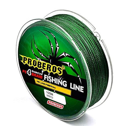 Maxxlite Strong Durable 0.45mm 70LB 100M PE 4 Strands Monofilament Braided Fishing Line Angling Accessory (Green, Max Tension 31.7KG) (Green)