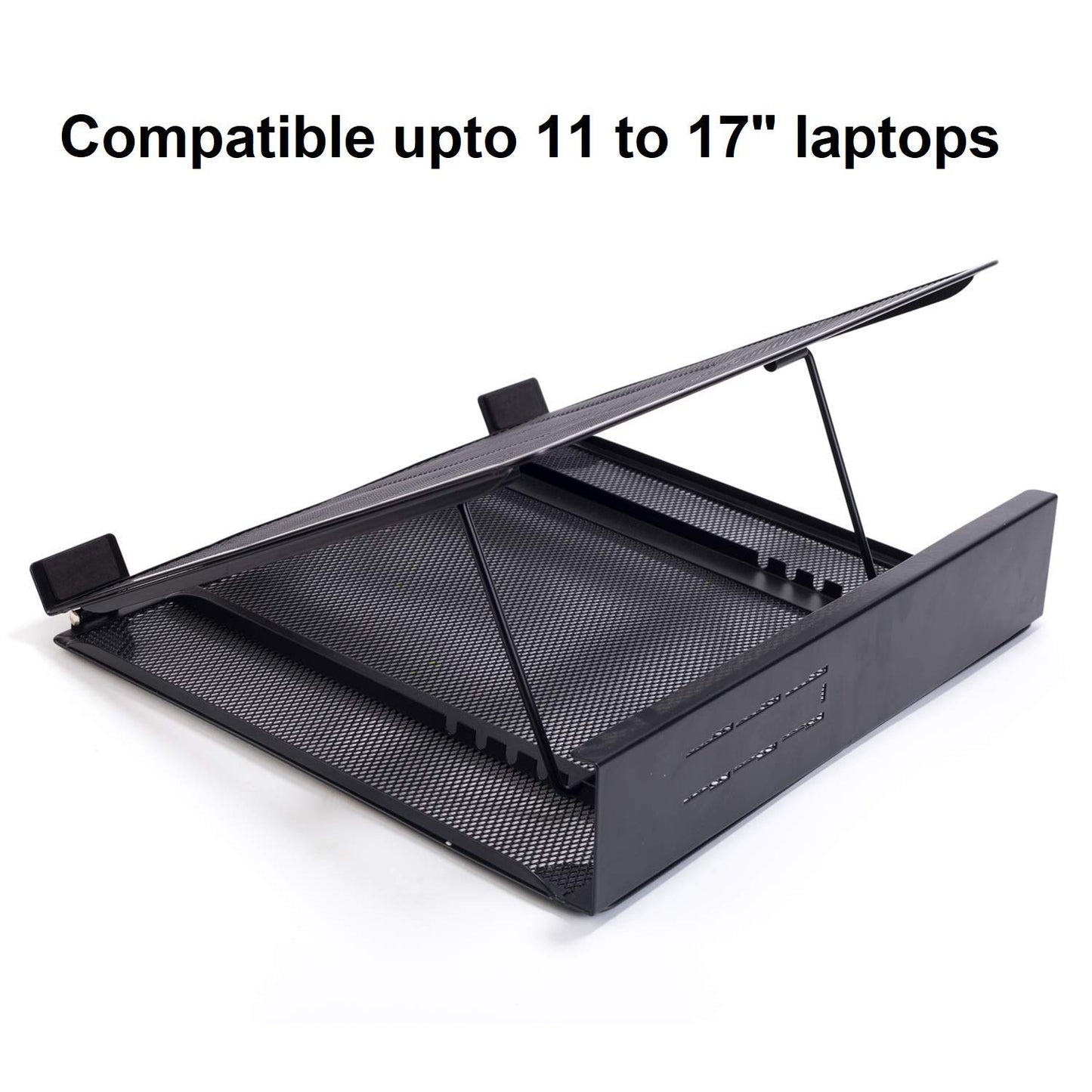Maxxlite Adjustable Laptop Cooling Pad Laptop Stand  Compatible 11 to 17 Inches Laptops Metal Mesh Strong Material Stand (Black)