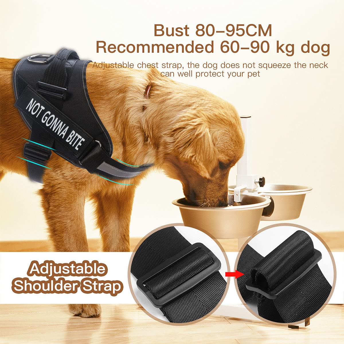Maxxlite Dog Harness for Large Dogs,Adjustable Body Belt for Dogs,with Copybook Dog Vest (L, Black)