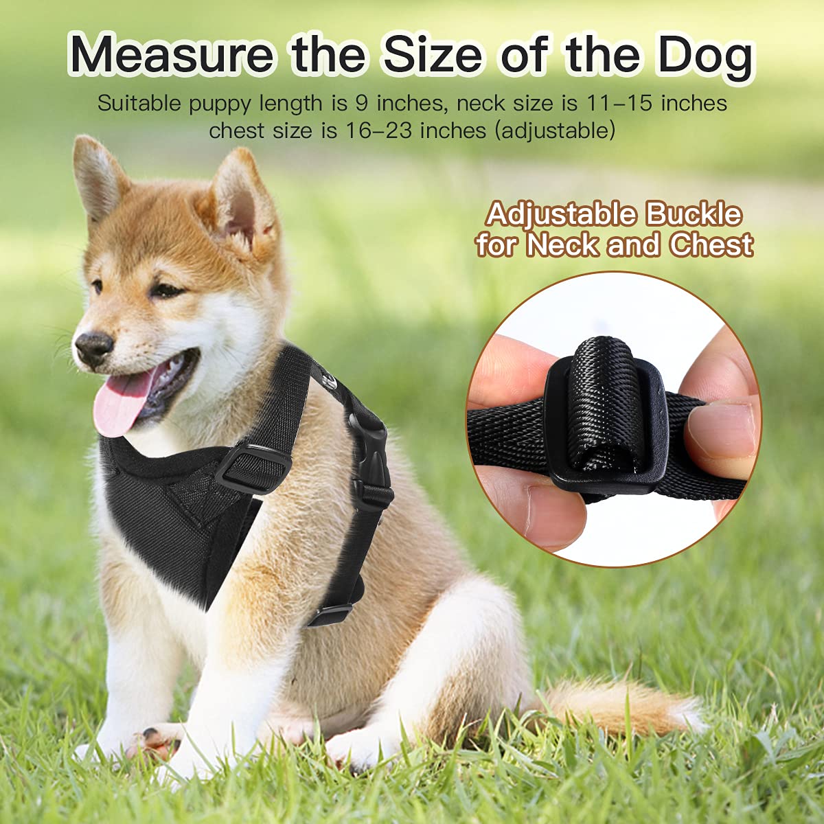 Maxxlite Adustable Dog Harness (Length 9 inch, Neck Size 11-15 inch, Chest size 16-23 inch