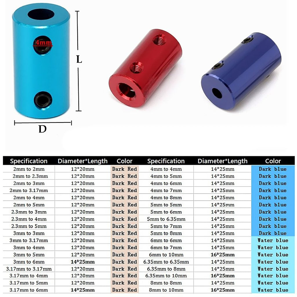 Maxxlite Flexible Shaft Coupling Motor Coupler Connector w/Spanner Screws Set 2/3/4/5/6/8/10mm - 3.17-5mm