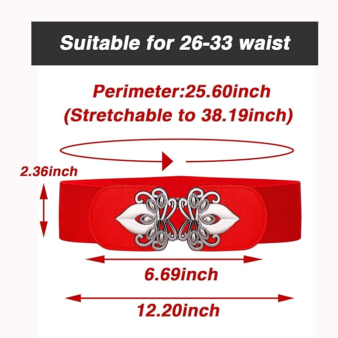 Maxxlite Women Vintage Waist Belt Elastic Stretch Retro Cinch Belt Waistband for Jeans Pants Dresses