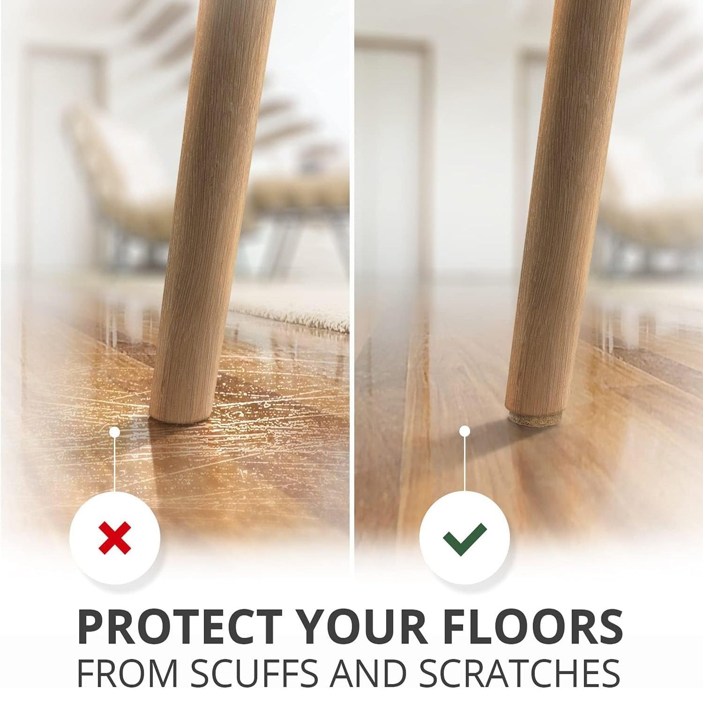 Maxxlite Chair Leg Floor Protector - 80 Pieces, Furniture Felt Pads | Non Skid Floor Protector | Noise Insulation Pad Floor Bumper, Beige