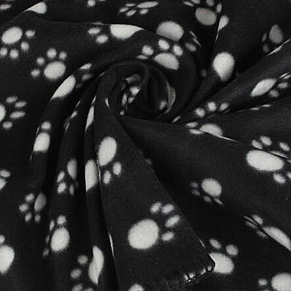 Maxxlite Warm Black Fleece Blanket Pet Dog Paw Print Pattern Soft Bed Mat--M