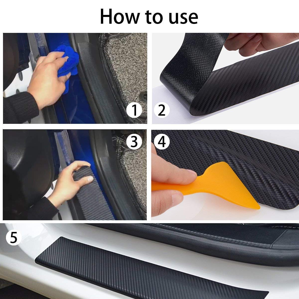 Maxxlite HI-Gloss Black Carbon Fiber Style Waterproof Car Seal Strip Door Edge Cover Guard Anti-Scratch Step Decoration Cover Tape -5 M (Compatible with Toyota Fortuner)