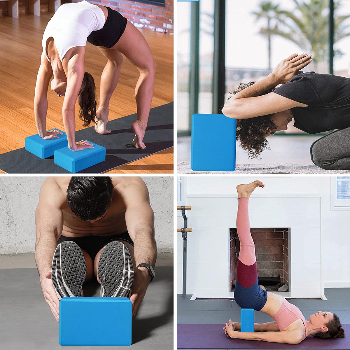Maxxlite Yoga Blocks EVA Foam Block to Support and Deepen Poses, Improve Strength and Aid Balance and Flexibility 2 in 1 Set (Blue)