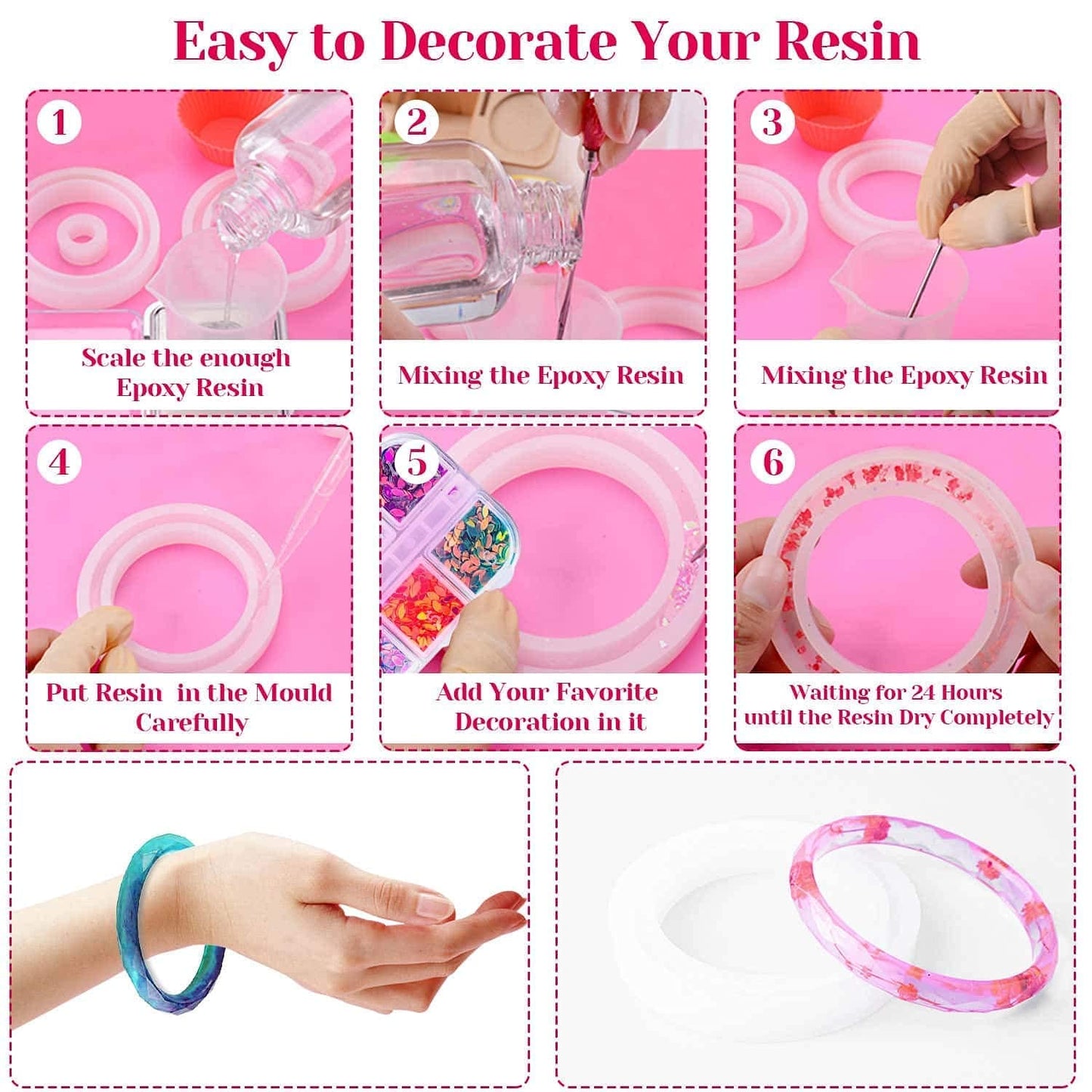 Maxxlite Resin Casting Silicone Mold Making Jewelry Pendant Mould Craft DIY Set 94 pcs