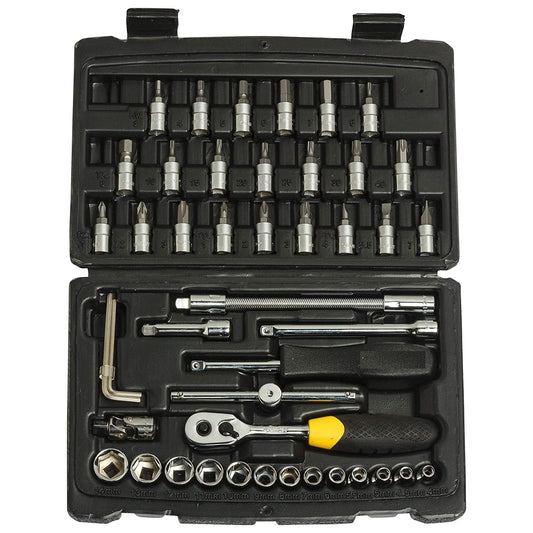 Maxxlite 1/4'' Square Drive Metric Socket Set with Double Nickel Chromium Alloy 46Pieces