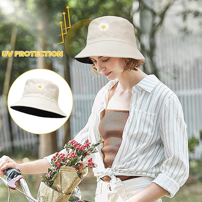Maxxlite Women Bucket Hat Foldable Cotton Sun Beach Hat Fisherman Hat Casual Outdoor Cap Lovely Bomber Hats For Women Men Boy Girl, Multi-Colour, Free Size