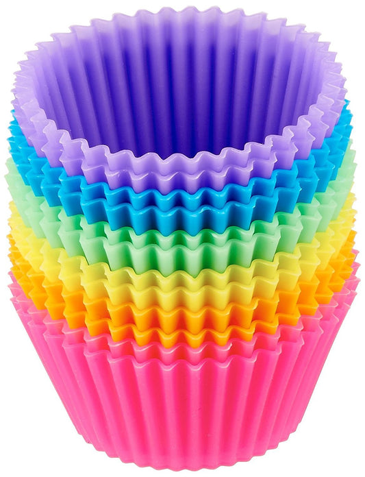 Maxxlite Reusable Silicone Round Cups for Muffins/Cupcake/Jelly/Cake - Random Color - Set of 12 pcs