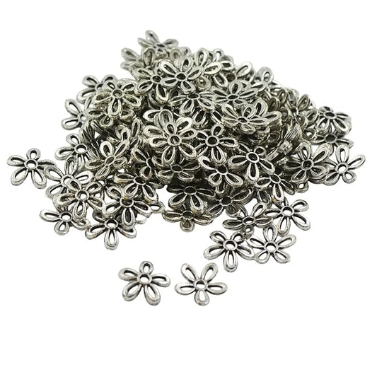 Maxxlite Silver Filigree Daisy Bead Cap Spacers Jewelry DIY Findings for Women -Set of 100 Pieces