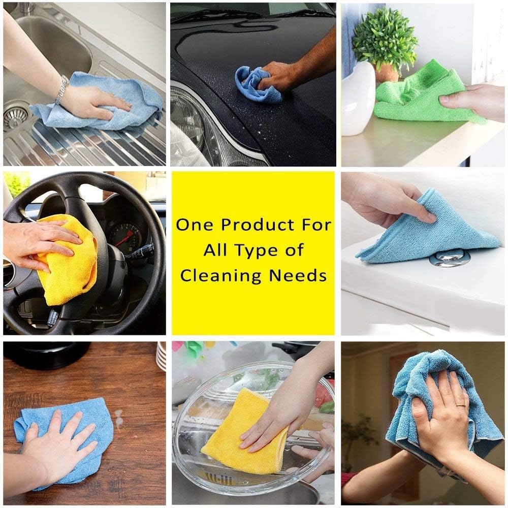 Maxxlite Microfiber Cloth - 4 pcs - 40x40 cms - 340 GSM Grey- Thick Lint & Streak-Free Multipurpose Cloths - Automotive Microfibre Towels for Car Bike Cleaning Polishing Washing & Detailing