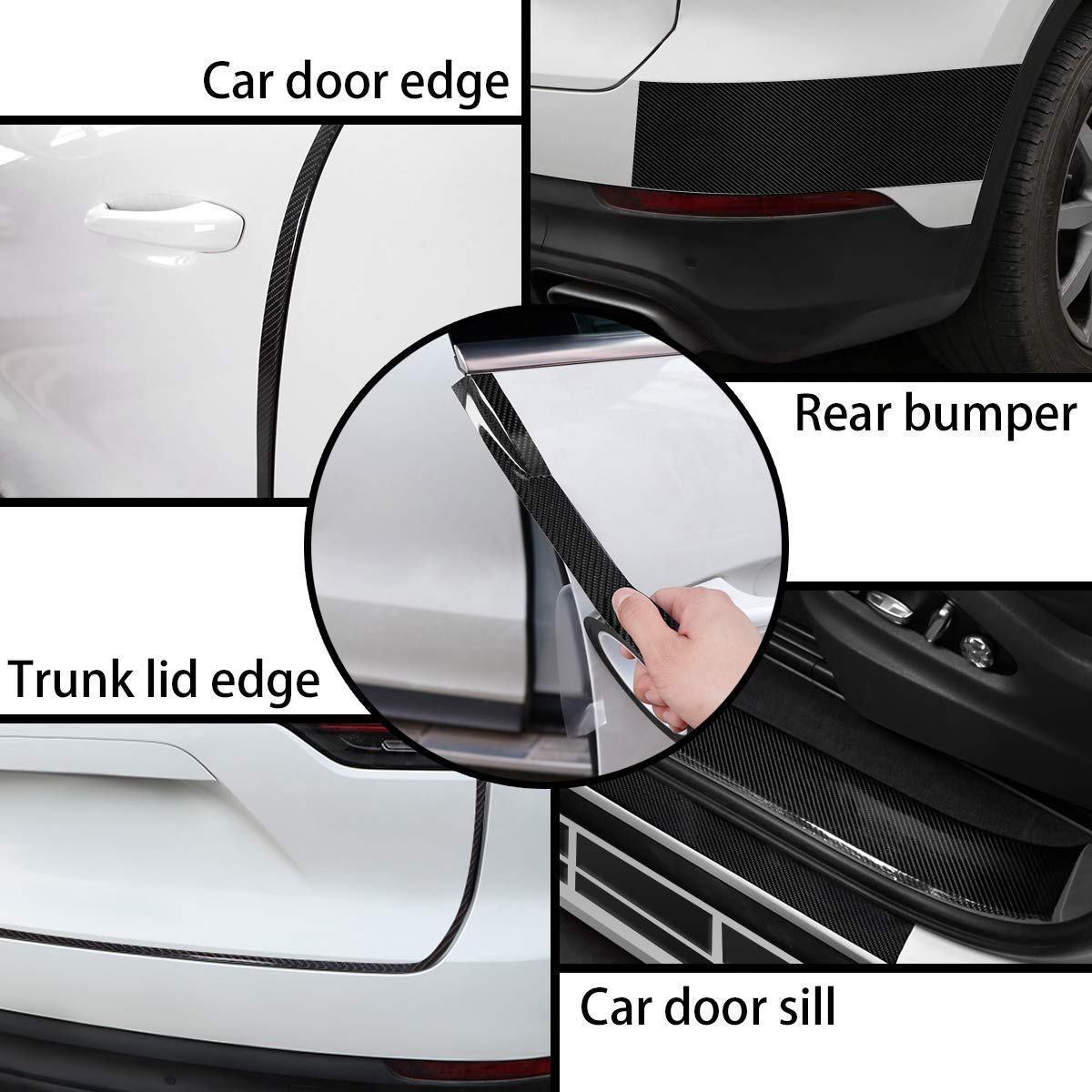 Maxxlite HI-Gloss Black Carbon Fiber Style Waterproof Car Seal Strip Door Edge Cover Guard Anti-Scratch Step Decoration Cover Tape -5 M (Compatible with Toyota Fortuner)