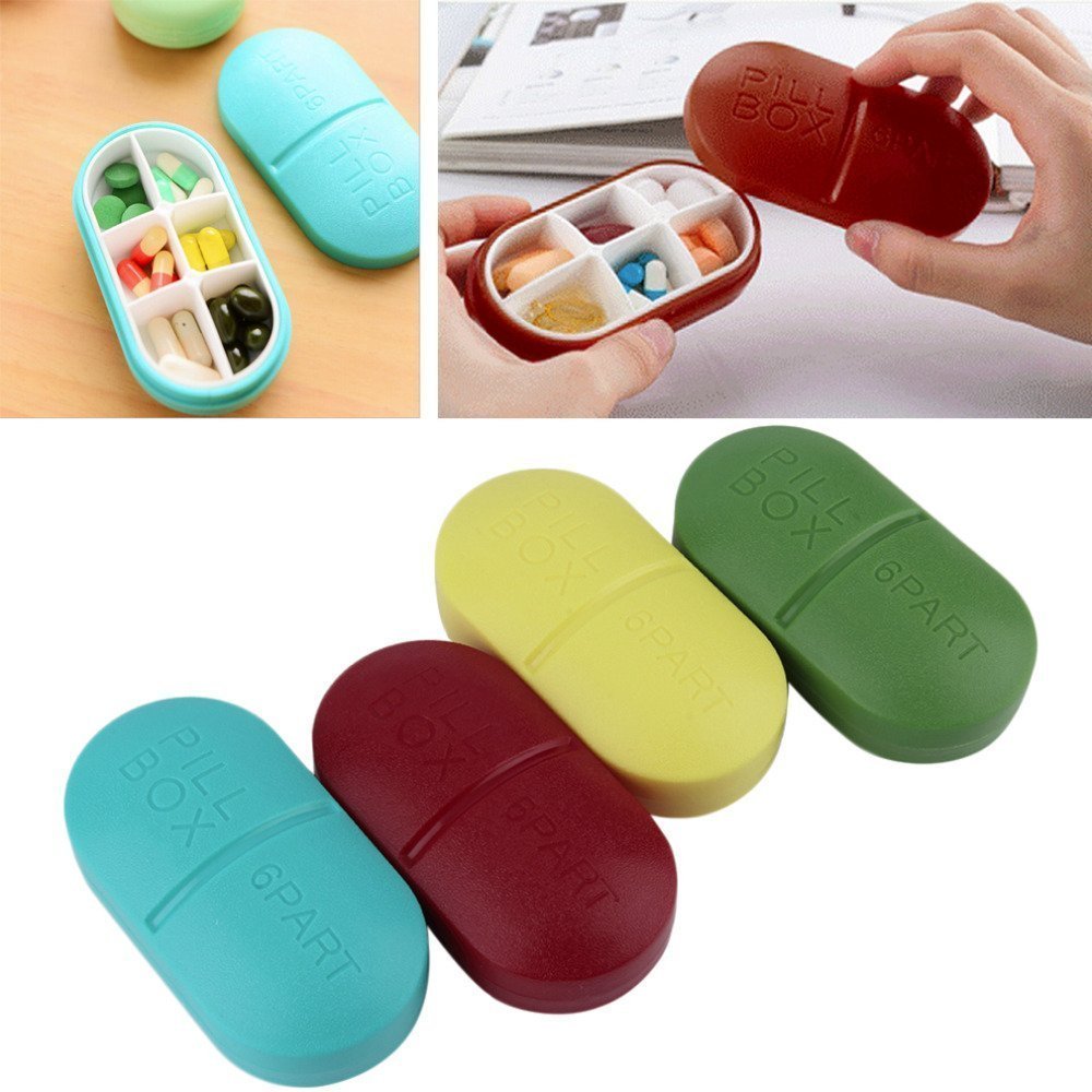 Maxxlite Portable 6-Slot Capsule Shape Storage Medicine Pill Box